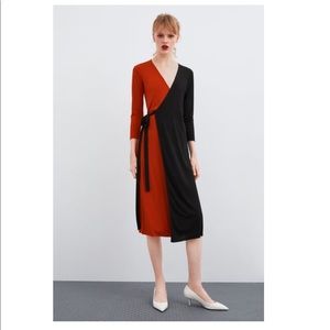 NWT ZARA WRAP MIDI DRESS